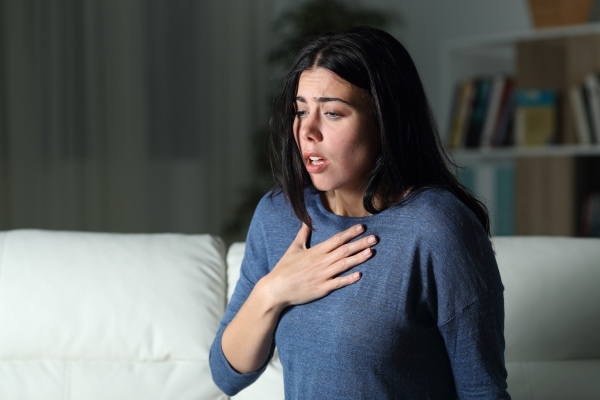 woman gasping for breath